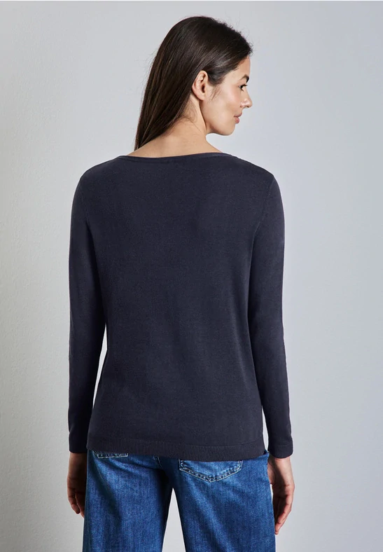 Pulover basic - tmavomodrý