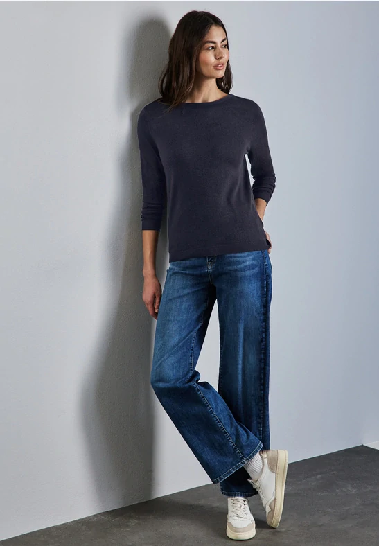 Pulover basic - tmavomodrý